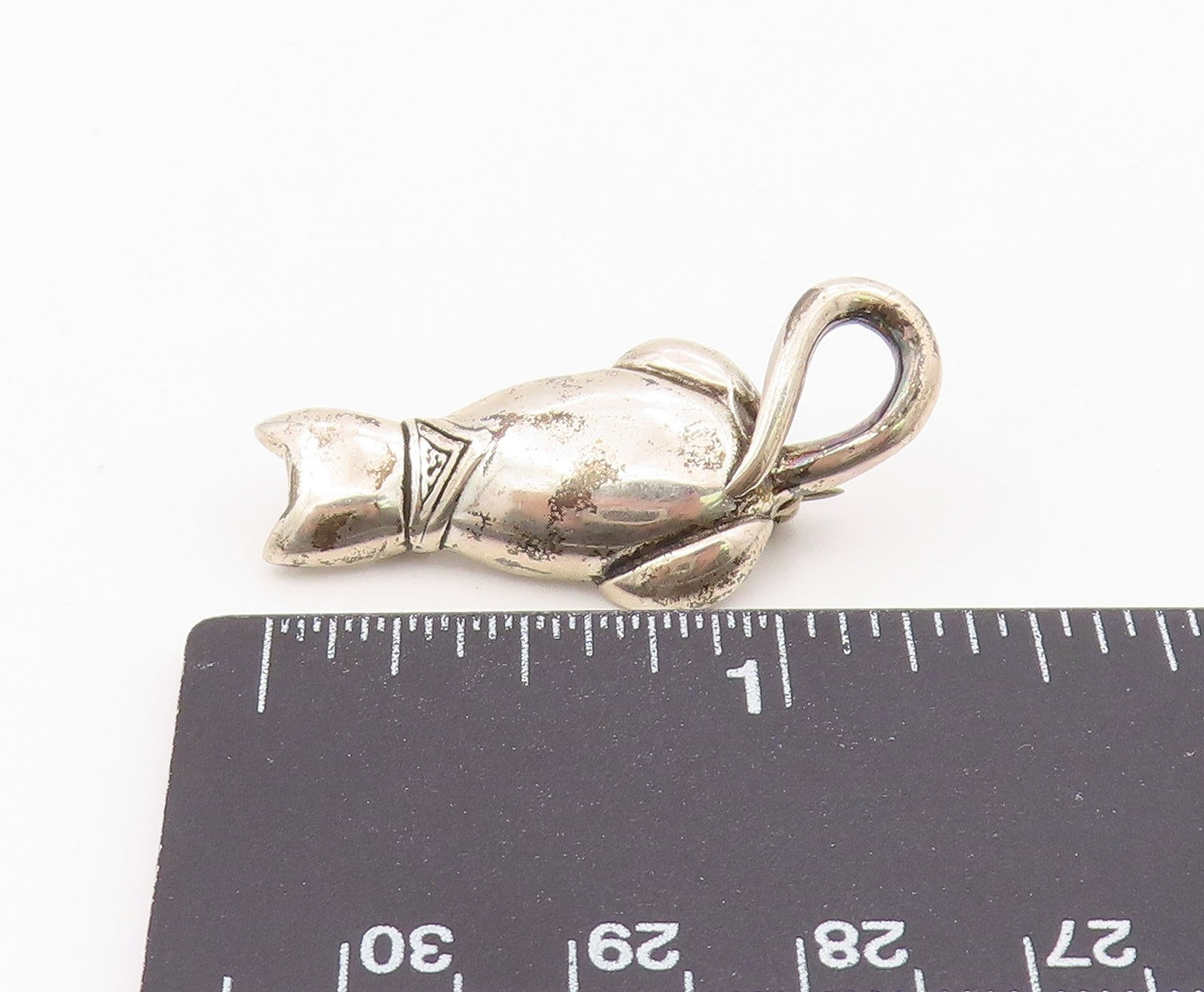 925 Sterling Silver Vintage Brooch Pin JEZALINE Feline Cat With Bandana  BP12564