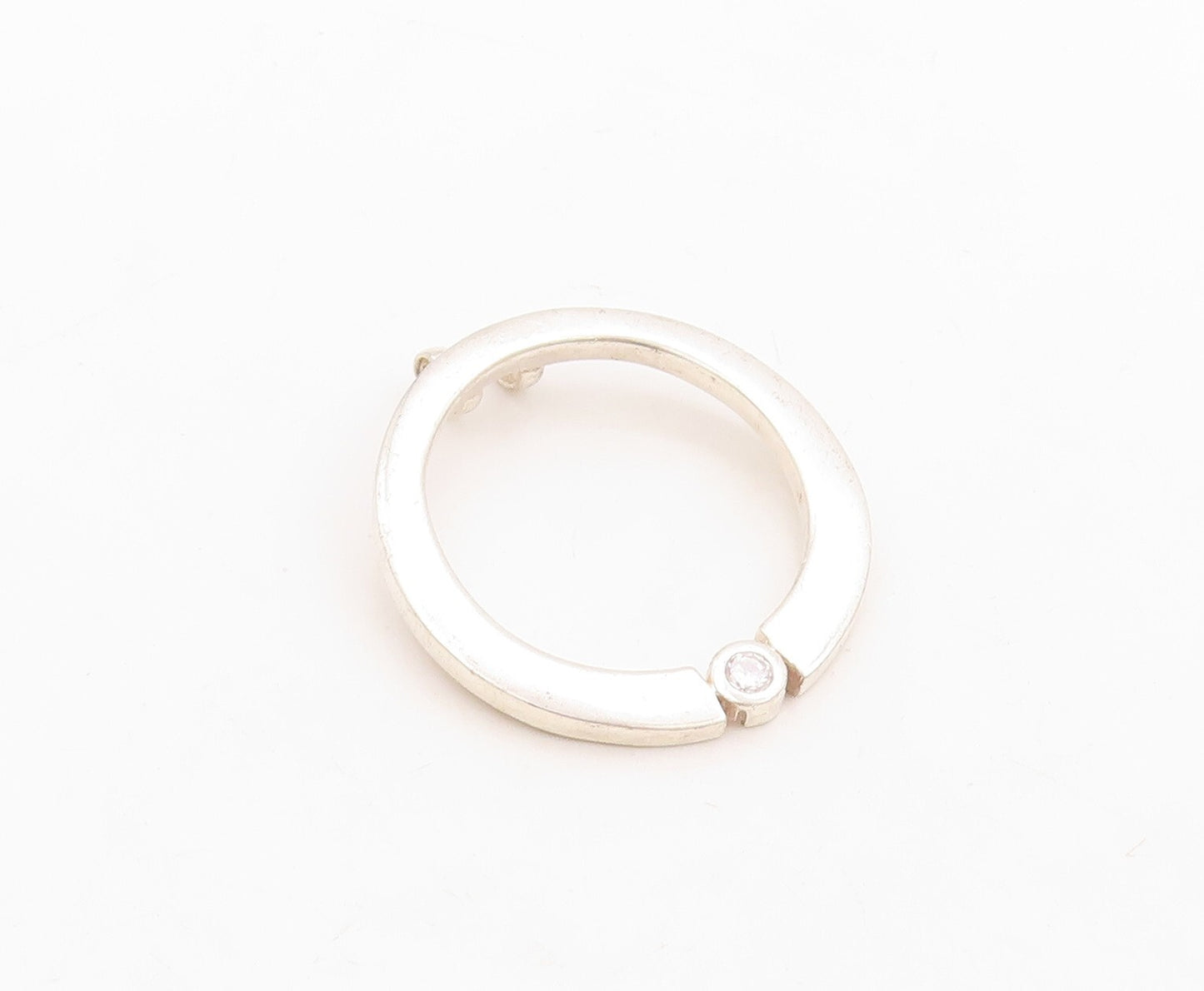 925 Sterling Silver Vintage Pendant Minimalist CZ Inlay Cutout Ring  PT23851