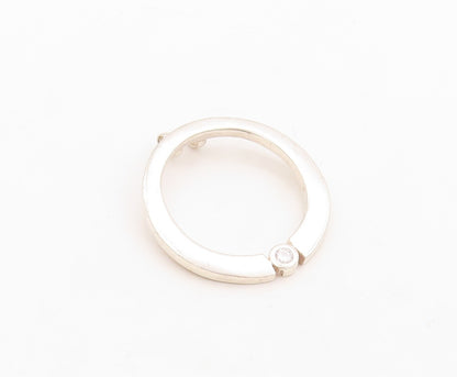 925 Sterling Silver Vintage Pendant Minimalist CZ Inlay Cutout Ring  PT23851
