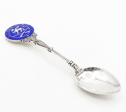ENGLAND 925 Sterling Silver  Vintage Enamel Coated Baroque Swirl Spoon  TR1572
