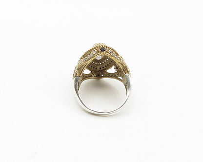 925 Sterling Silver  Cubic Zirconia & Hematite Cocktail Ring Sz 10.5  RG18124