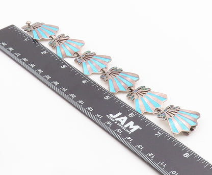 925 Sterling Silver Vintage Bracelet MIGUEL ARIAS MEXICO Enamel Fan  BT12043