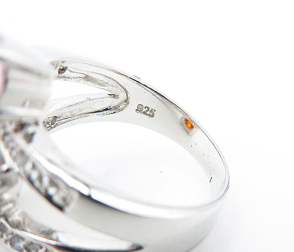 925 Sterling Silver Multi Color Topaz Bypass Design Band Ring Sz 7 RG6065