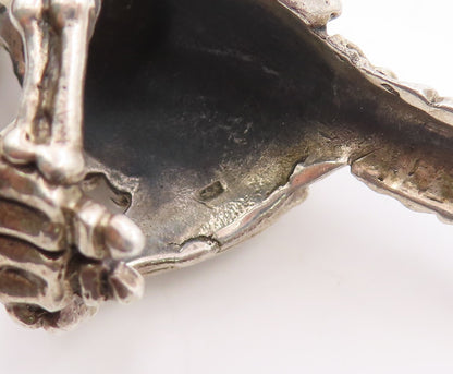 925 Sterling Silver Vintage Ring Dark Tone Creature Skeleton  Sz 11.5  RG31354