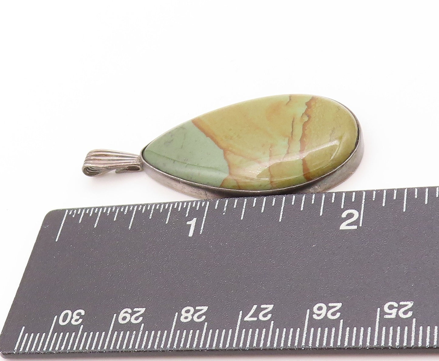 925 Sterling Silver Vintage Pendant Drop Shape Cabochon Gemstone  PT24165