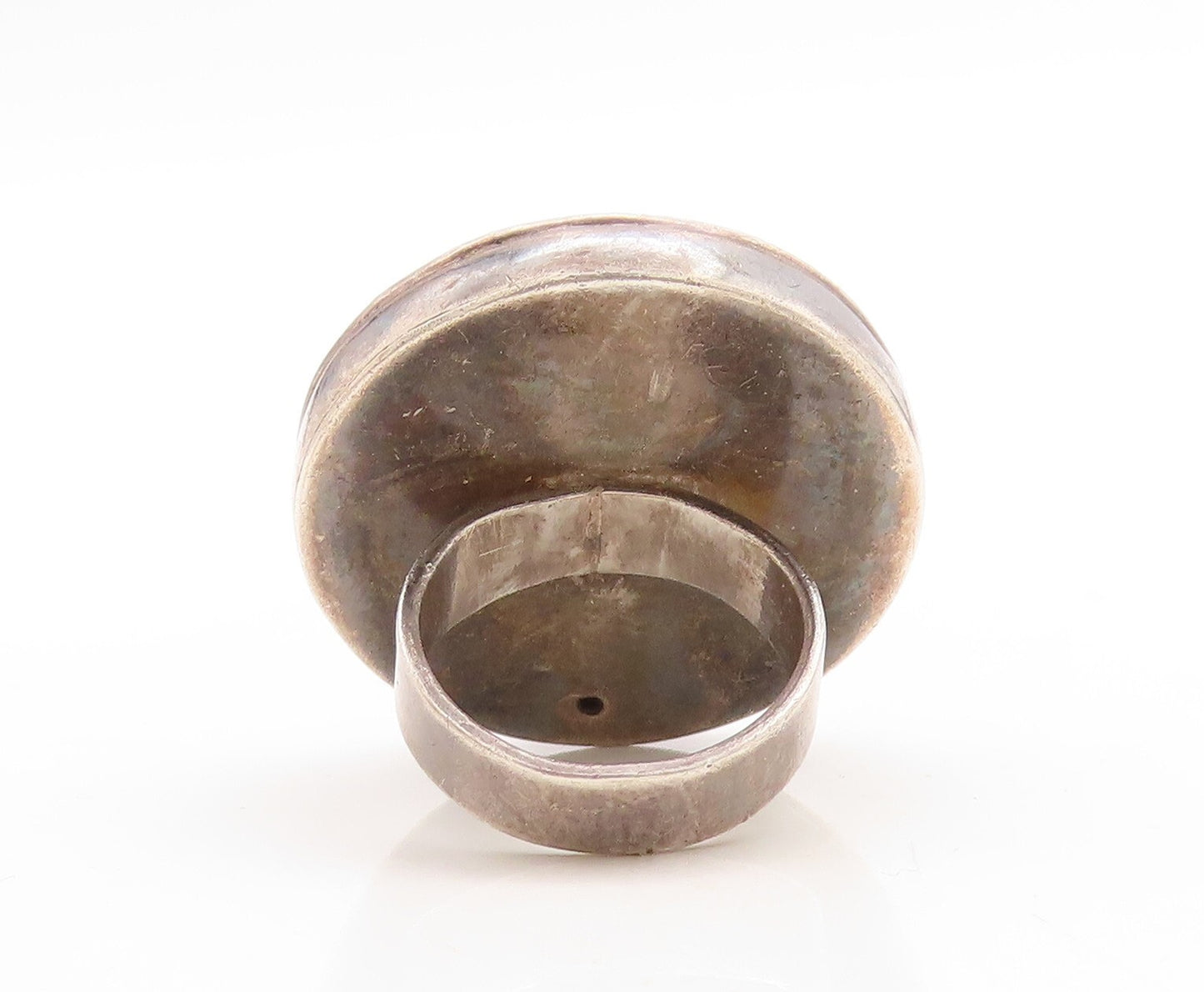 925 Sterling Silver Vintage Ring Dark Tone Beaded Round Design  Sz 6  RG31641