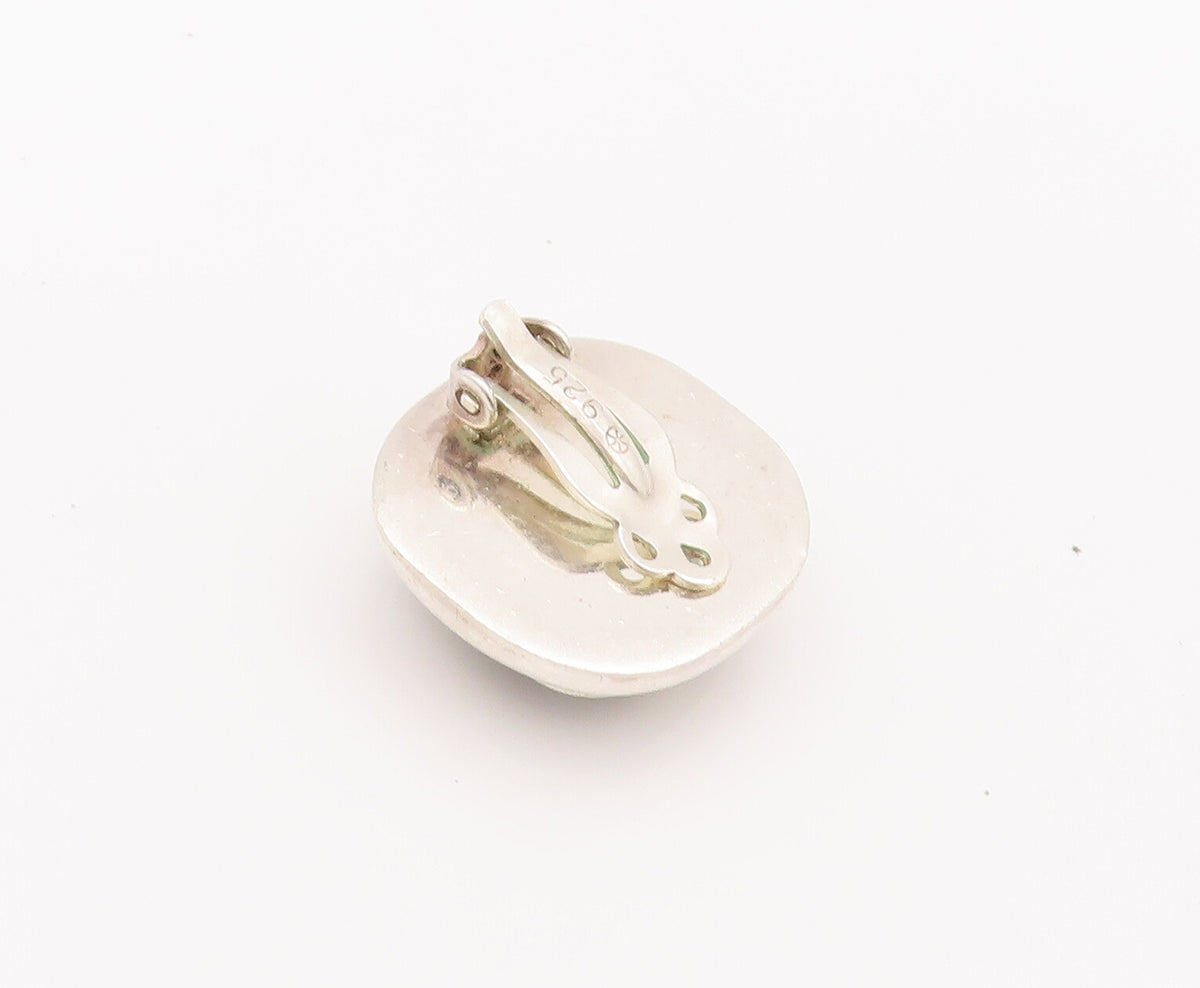 925 Sterling Silver Vintage Earrings Cabochon Gemstone  Square  EG12799