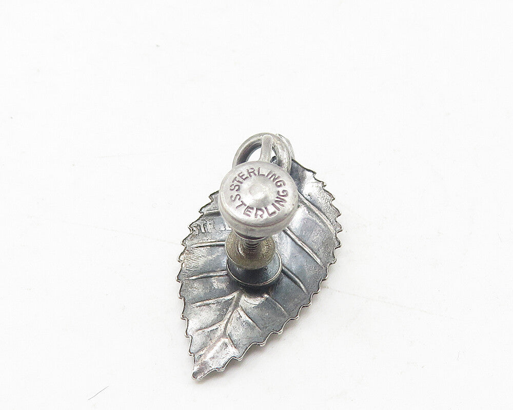 925 Sterling Silver  Vintage Floral Leaf Motif Non Pierce Drop Earrings EG5906