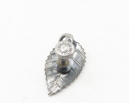 925 Sterling Silver  Vintage Floral Leaf Motif Non Pierce Drop Earrings EG5906