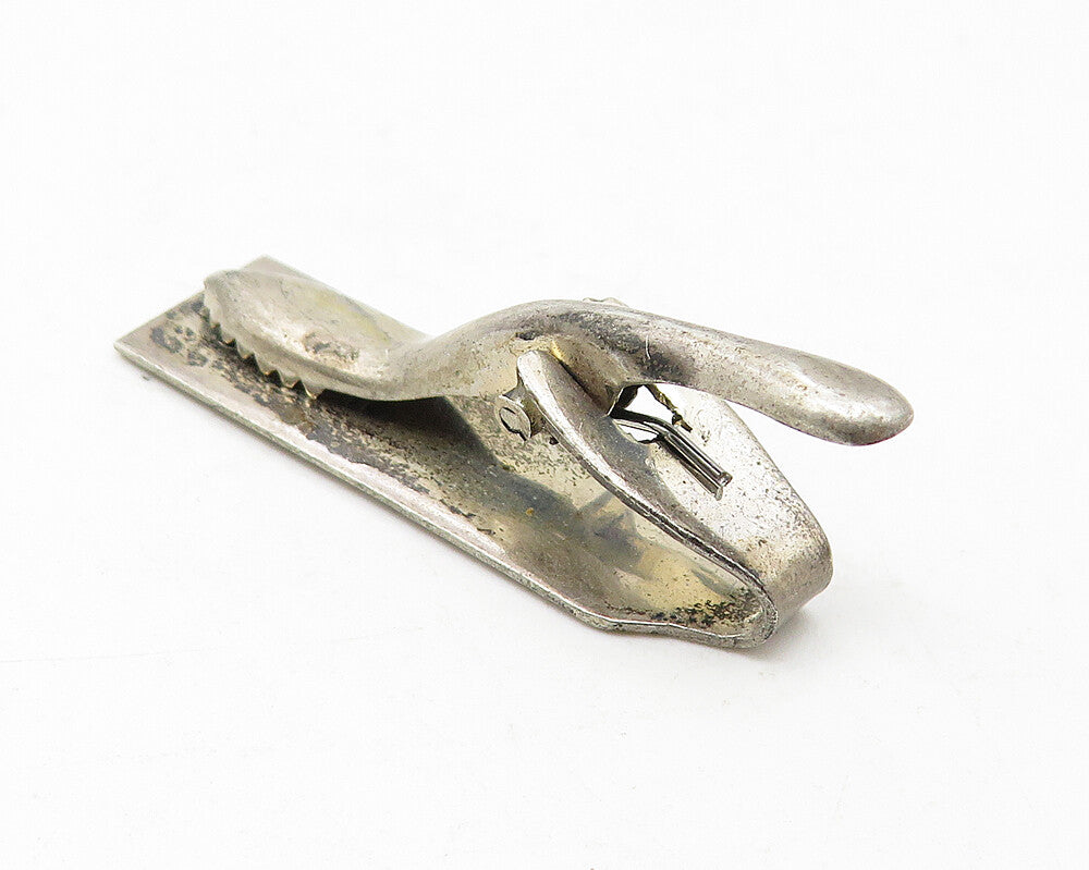 SIAM 925 Sterling Silver  Vintage Enamel Niello Dancers Tie Clip  TR1841
