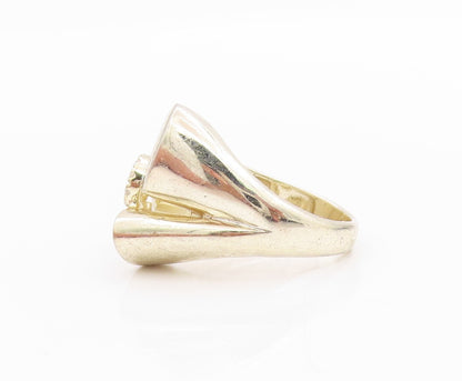 925 Sterling Silver Vintage Ring Brutalist Cutout CZ Ring  Sz 5.5  RG33313