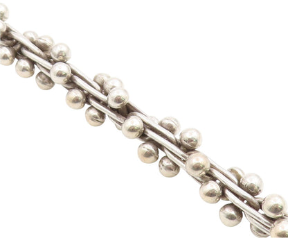 925 Sterling Silver Vintage Bracelet Modernist Twisted Bar & Ball Chain  BT11958