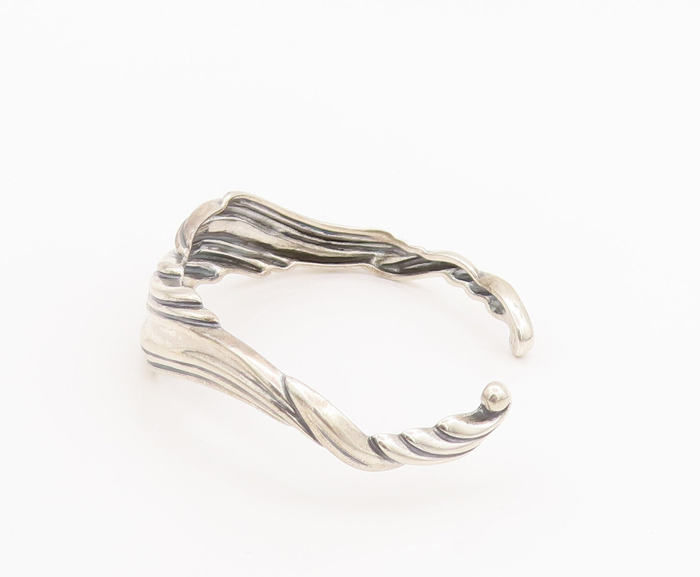 925 Sterling Silver Vintage Bracelet CAROLYN POLLACK Carved Swirly Wave  BT10167