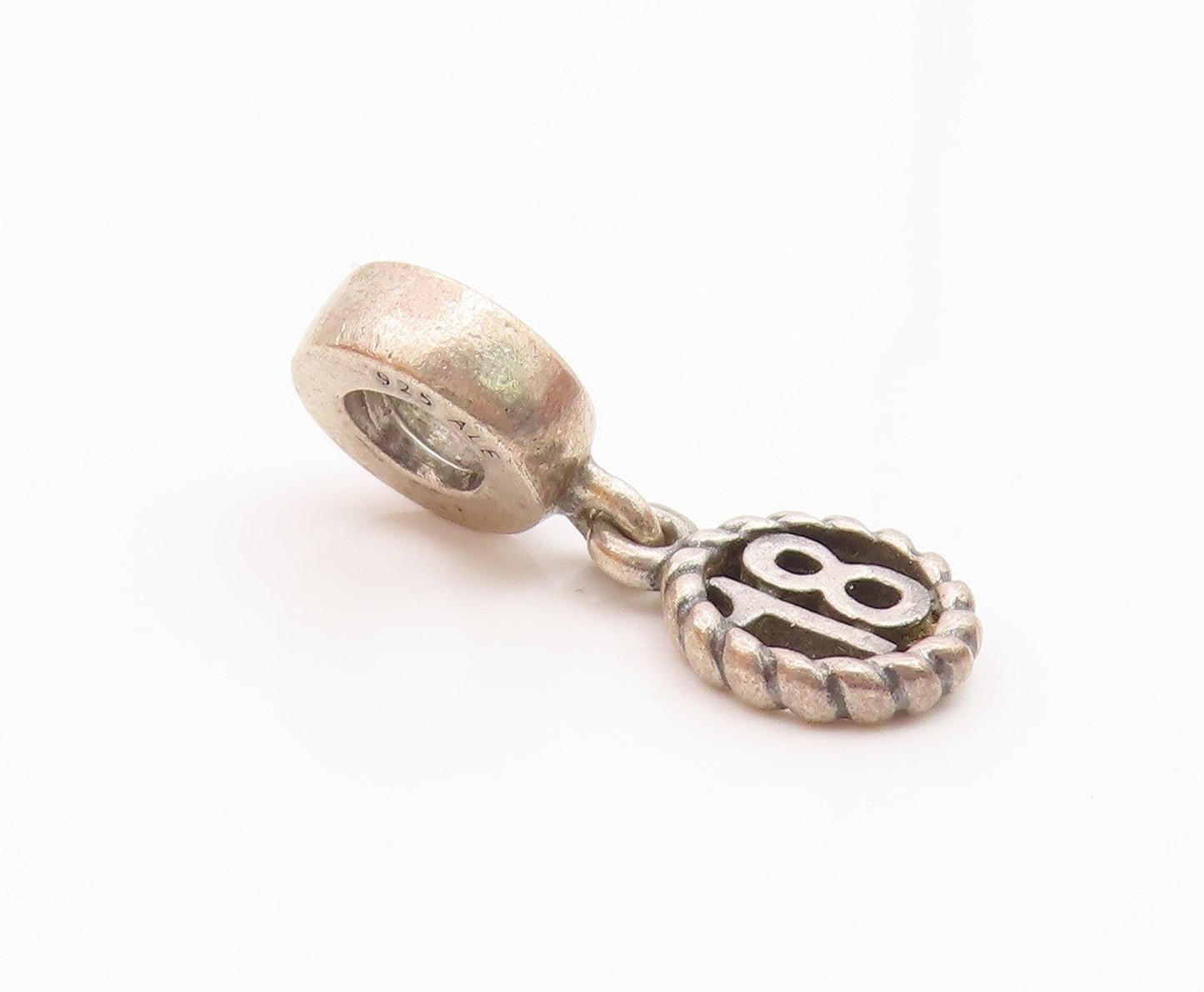 PANDORA 925 Sterling Silver Vintage Dangling 18 Birthday Pendant  PT18151