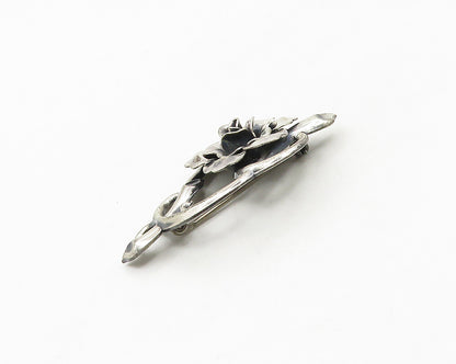 925 Sterling Silver  Vintage Shiny Sculpted Flower Swirl Brooch Pin  BP7073