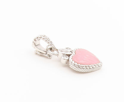 925 Sterling Silver Vintage Pendant JUDITH RIPKA Rose Quartz Love Heart  PT26550