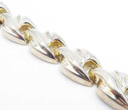 925 Sterling Silver  Vintage Shiny Fluted Hinge Link Chain Bracelet  BT2542