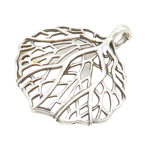 925 Sterling Silver  Vintage Shiny Floral Tree Branches Motif Pendant  PT14648