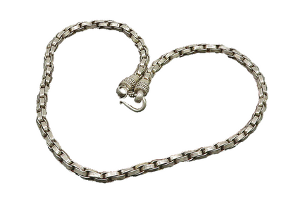 925 Sterling Silver Vintage Interlocking Link Chain Necklace NE3803