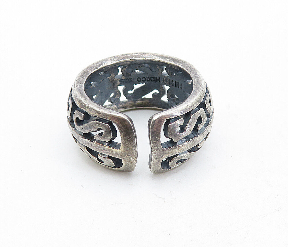 MEXICO 925 Sterling Silver  Vintage Dark Tone Open Swirl Band Ring Sz 8 RG5492