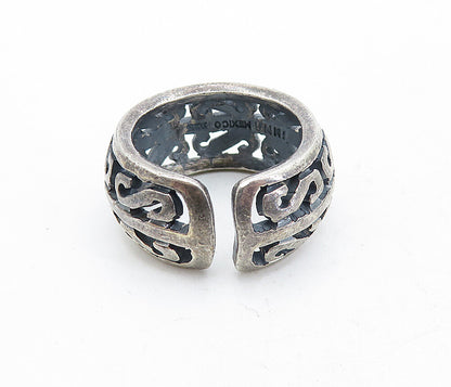 MEXICO 925 Sterling Silver  Vintage Dark Tone Open Swirl Band Ring Sz 8 RG5492