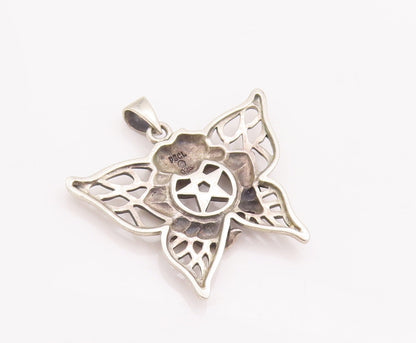 925 Sterling Silver Vintage Pendant PETER STONE Masonic Floral Carved  PT22955