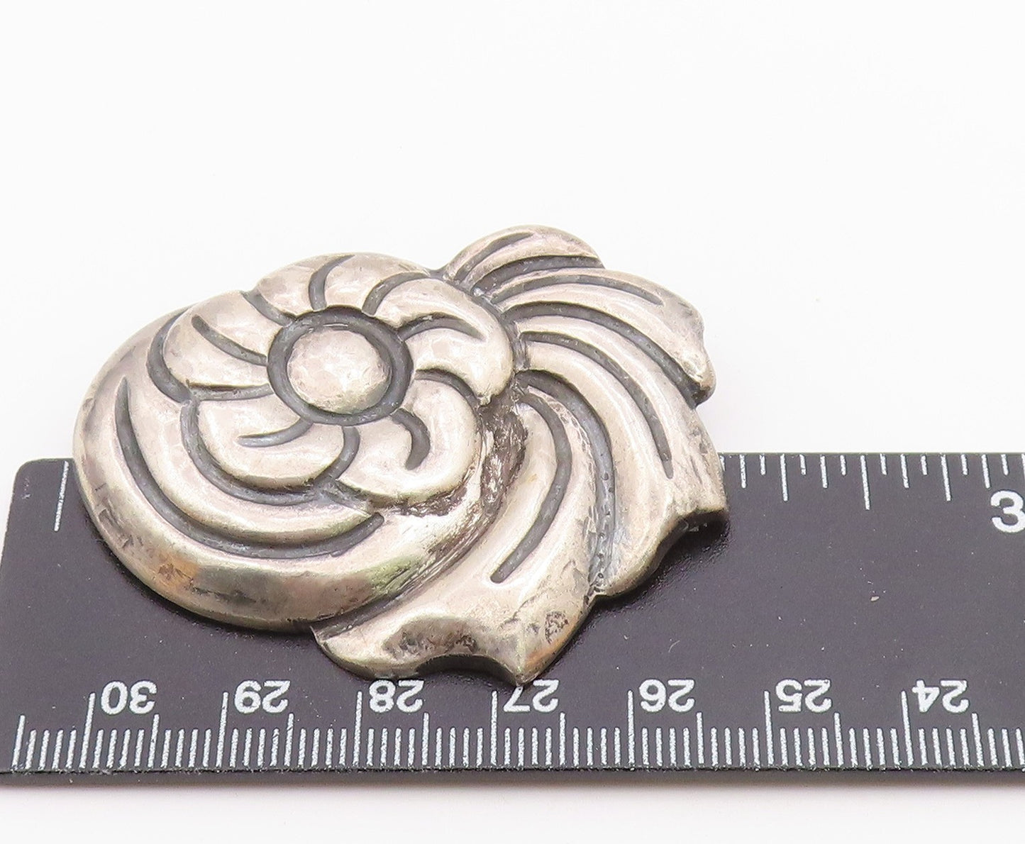 VELAZQUEZ MEXICO 925 Silver  Vintage Hollow Flower Swirl Brooch Pin  BP9612
