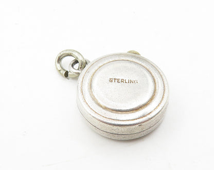 925 Sterling Silver  Vintage Petite Hollow Round Drop Pendant  PT7943