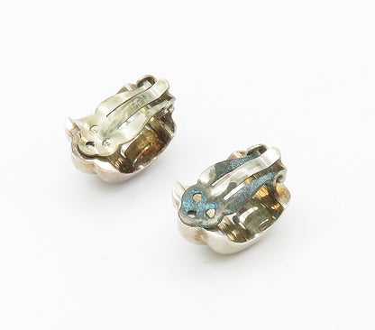 BARRA 925 Sterling Silver  Vintage Shiny Modernist Non Pierce Earrings  EG8458