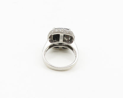925 Sterling Silver  Faceted Hematite & Marcasite Cocktail Ring Sz 7  RG18555
