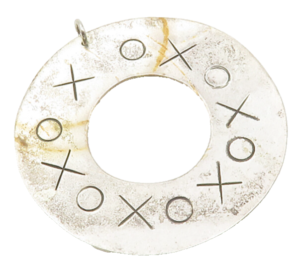 MEXICO 925 Sterling Silver  Vintage XO Etched Open Circle Pendant  PT10168