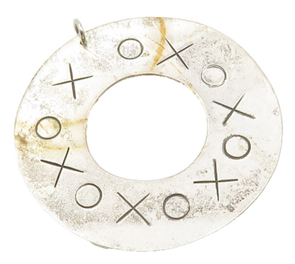 MEXICO 925 Sterling Silver  Vintage XO Etched Open Circle Pendant  PT10168