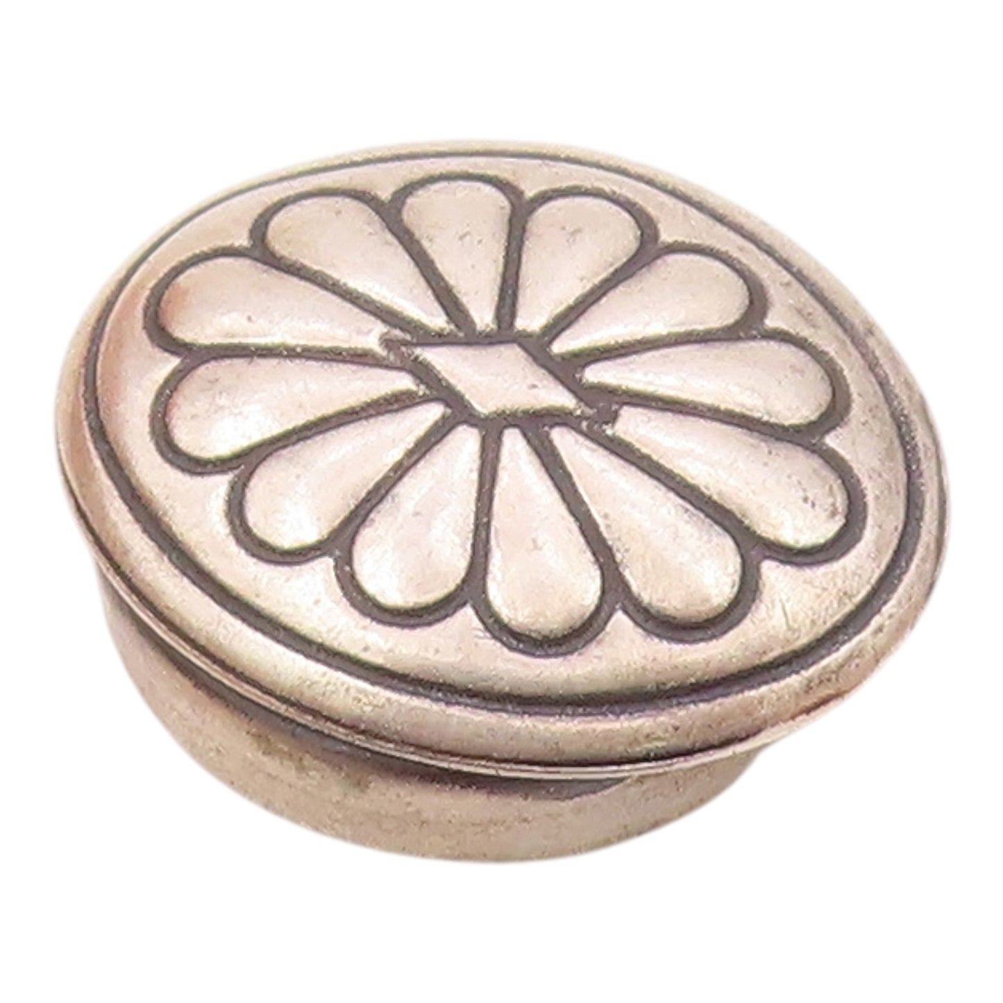 NAVAJO 925 Sterling Silver  Vintage Flower Motif Oval Button Cover  TR2734