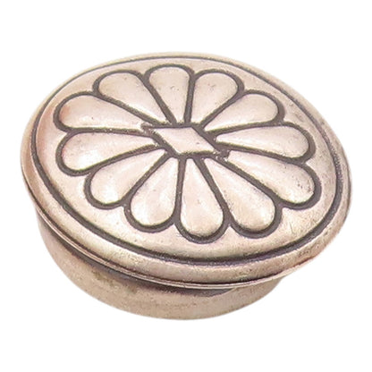NAVAJO 925 Sterling Silver  Vintage Flower Motif Oval Button Cover  TR2734