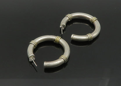 925 Sterling Silver  Vintage Wrapped Detail Hollow JHoop Earrings  EG10376