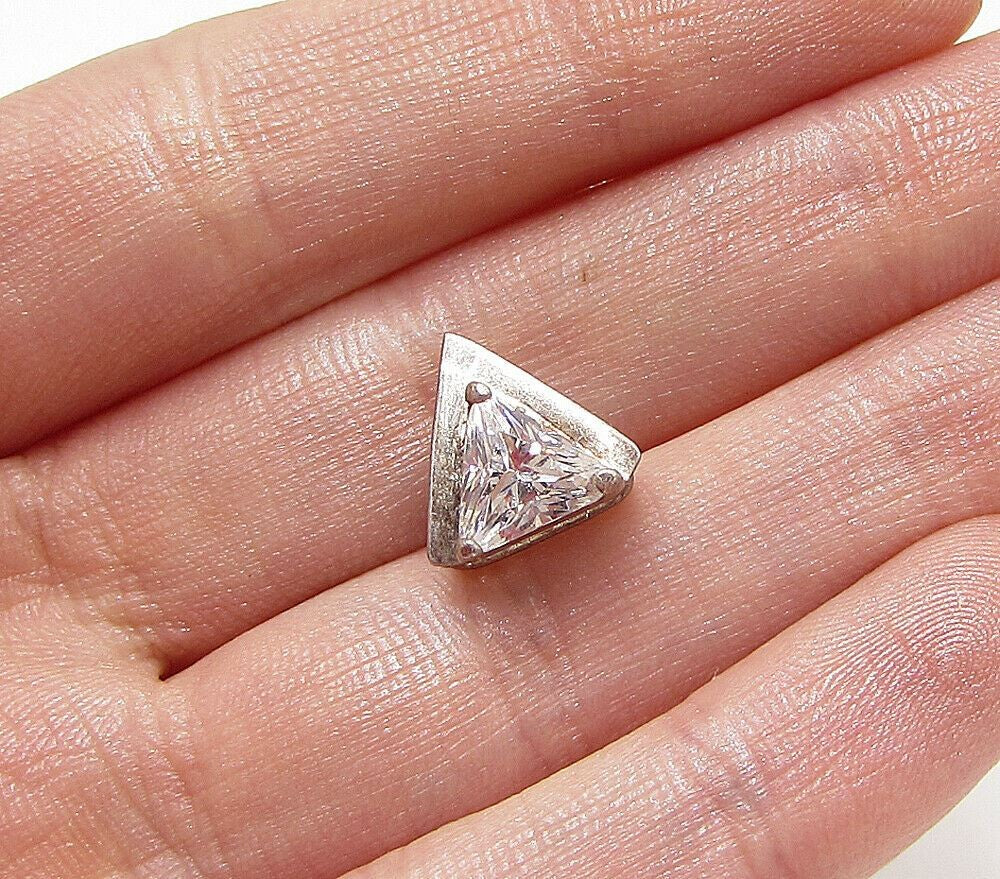 925 Sterling Silver Faceted White Topaz Triangular Slider Pendant  PT2035