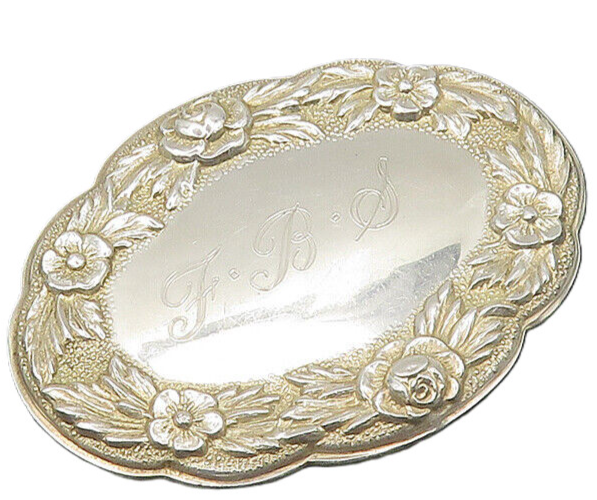 S. KIRK & SON 925 Silver  Vintage F.B.S. Initials Floral Brooch Pin  BP7285