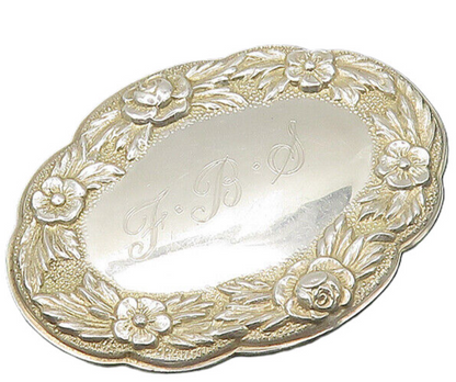 S. KIRK & SON 925 Silver  Vintage F.B.S. Initials Floral Brooch Pin  BP7285