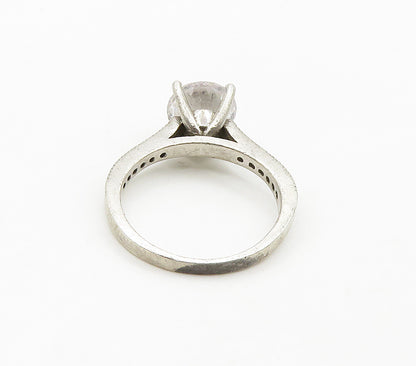 925 Sterling Silver  Cubic Zirconia Solitaire With Accents Ring Sz 6  RG15990