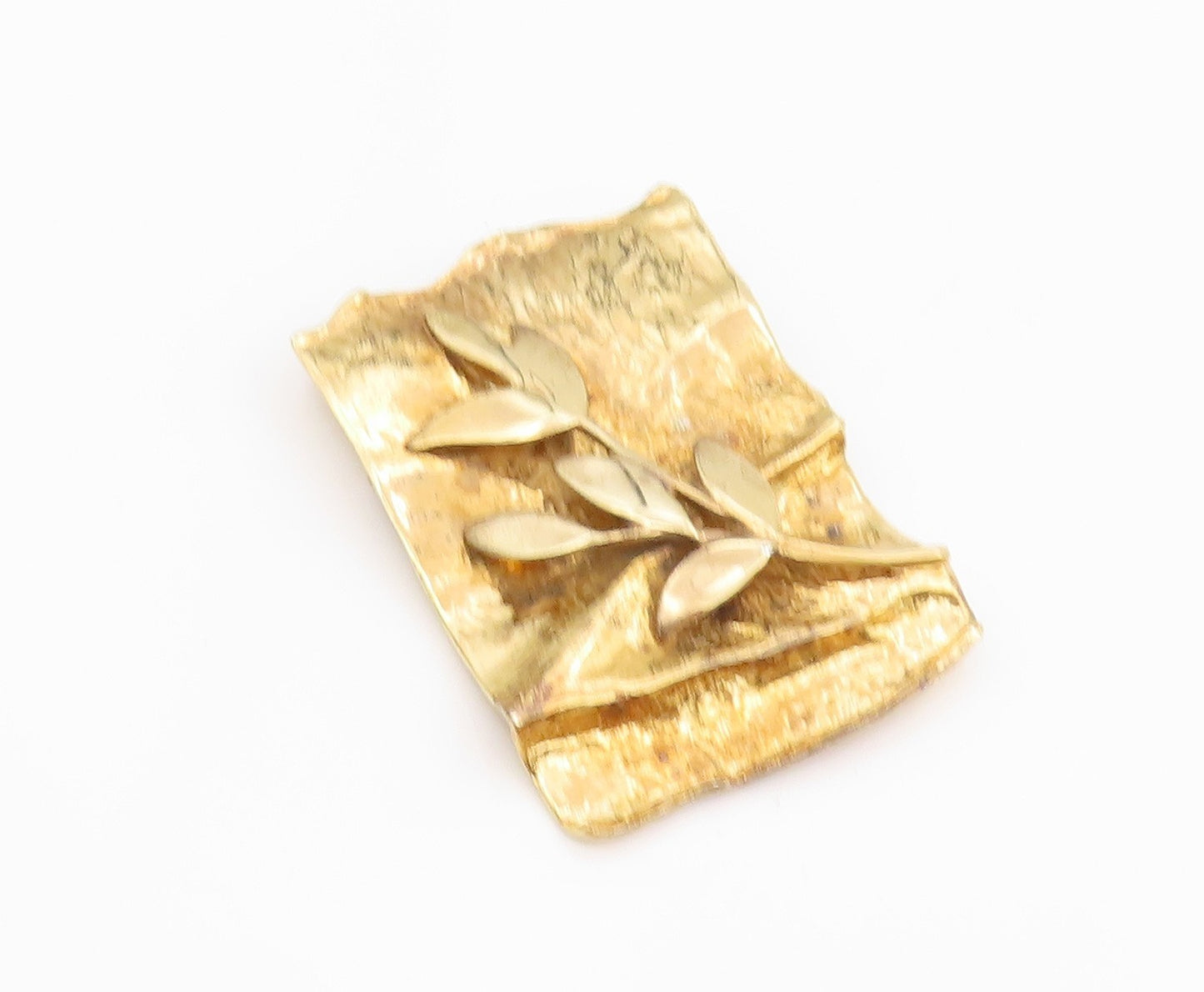 925 Sterling Silver Vintage Brooch Pin Gold Plated HADASSAH Leaf Frame  BP12176