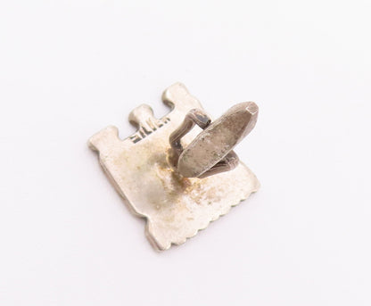 925 Sterling Silver Vintage Cuff Links MEXICO Square Etched Joker Face  TR3702