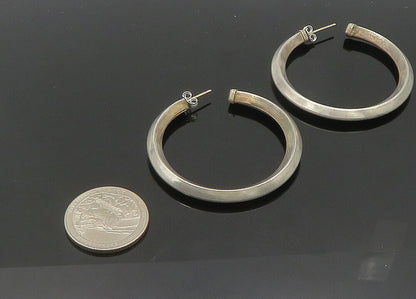 925 Sterling Silver  Vintage Smooth Hollow Round JHoop Earrings  EG10478