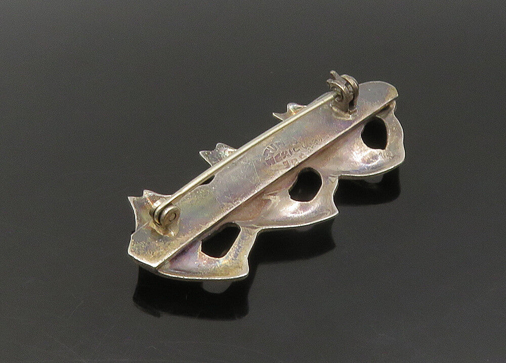 MEXICO 925 Sterling Silver  Vintage Triple Horse Head Brooch Pin  BP8833