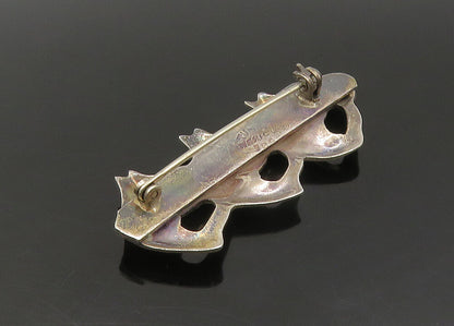 MEXICO 925 Sterling Silver  Vintage Triple Horse Head Brooch Pin  BP8833