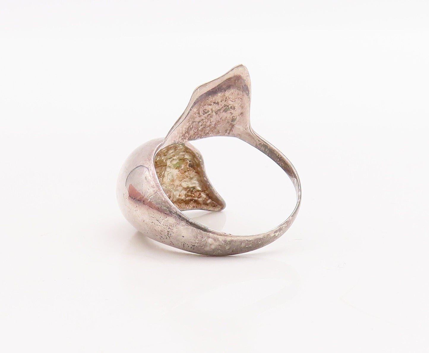 925 Sterling Silver Vintage Ring Solid Puffed Cutout Dolphin  Sz 6.5  RG28704