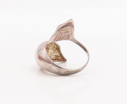 925 Sterling Silver Vintage Ring Solid Puffed Cutout Dolphin  Sz 6.5  RG28704