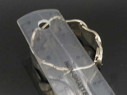DESIGNER 925 Sterling Silver Vintage Carved Leaf Pattern Link Bracelet BT9445