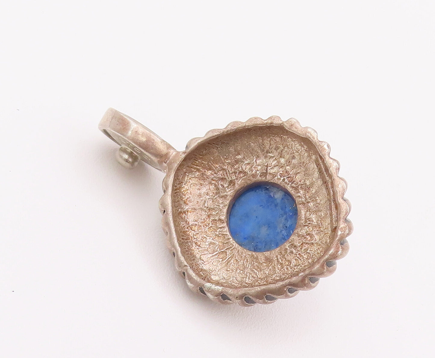 925 Sterling Silver Vintage Pendant ESPO SIG Turquoise Etched Thick Rope PT22790