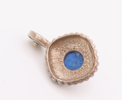 925 Sterling Silver Vintage Pendant ESPO SIG Turquoise Etched Thick Rope PT22790