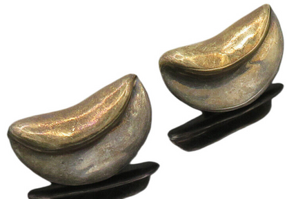 ISRAEL 925 Silver  Vintage Sculpted Hollow Non Pierce Drop Earrings  EG10524